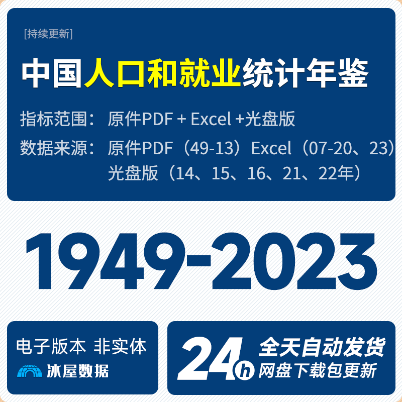 N1121-更新2023中国人口与就业统计年鉴 原件Excel表格 1949-2022年_预览图